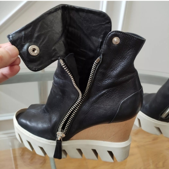 GABRIELLA MICHEL Open Toe Lug Soles Y2K chunky platform wedge Boot Black 39/8.5 - Picture 12 of 16